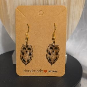 Handmade Owl Earrings - Brown and Gold
